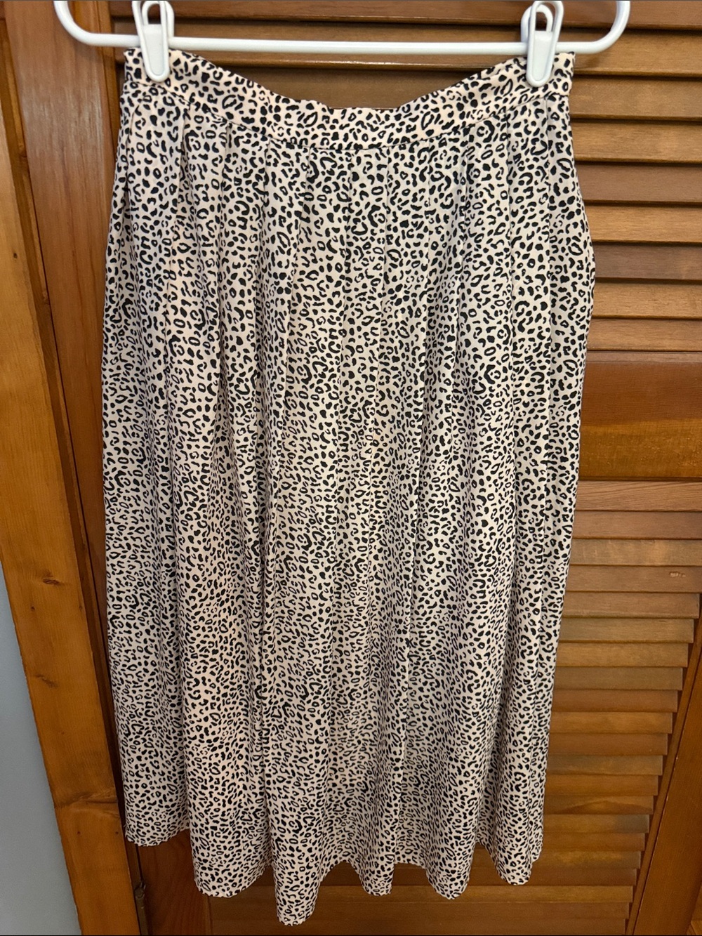 Who What Wear Beige and Black Leopard A-Line Midi Skirt